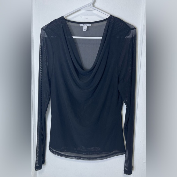 Bar III Women's Cowlneck Long-Sleeve Mesh Top, Created for Macy's SIZE: L - Picture 1 of 5